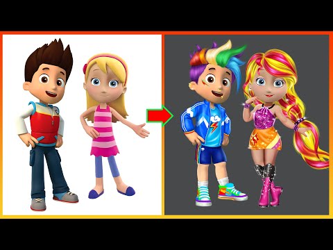 Paw Patrol new style : Ryder & Katie Glow Up My Little Pony Rainbow Dash & Sunset Shimmer