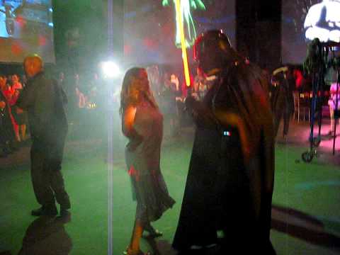 DARTH VADER dances with drunk chic at wedding.