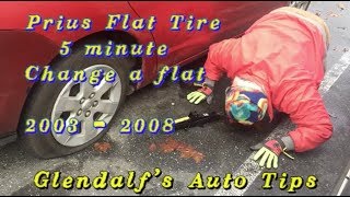 Toyota Prius flat tire change 5 minute video Glendalf's Auto Tips