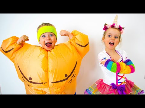 Gaby and Alex pretend play dress up costumes