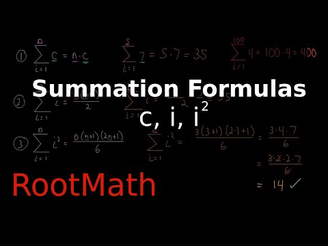 Summation Formulas and Sigma Notation (Part 2)  Formulas
