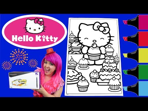 Coloring Hello Kitty GIANT Crayola Coloring Book Page Colored Markers Prismacolor | KiMMi THE CLOWN Video