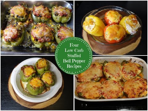 Four Low Carb Stuffed Bell Pepper Recipes Original, Taco, Lasagna, & Hot Chicken Salad