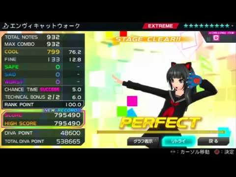 【初音ミク】 エンヴィキャットウォーク Extreme Perfect 【Project DIVA F 2nd】