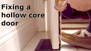 Fixing a hollow core door with glue and clamps