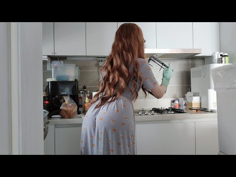 Stove cleaning asmr clean with me