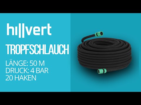 Video - Tropfschlauch - 50 m + Hahnstück + 20 Befestigungshaken