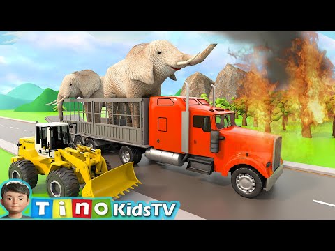 Animal Rescue Trucks for Kids | Elephant Zoo Construction Simulation