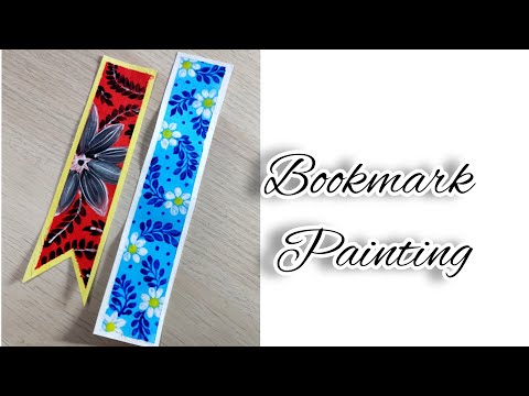 Bookmark painting with acrylic medium | How to design bookmark easily | Acrylic painting on bookmark