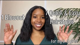 7 EASY Hairstyles on Natural Blowout Hair | All in 5 minutes or less! | NaturallyBrittneySimone