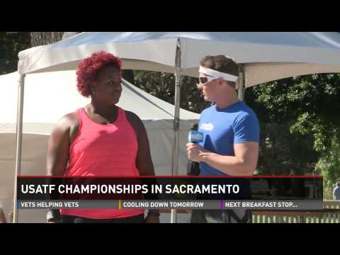 Team USA's Michelle Carter vs. Jeff Maher in shot put at State Capitol