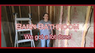 Barn Bathroom - Wiring, insulation, sheetrock, backerboard and sealing the concrete