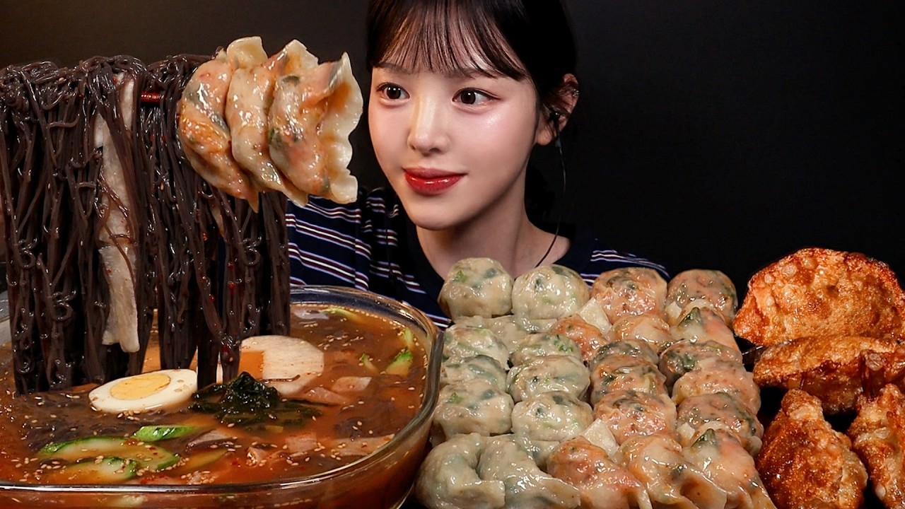 SUB)살얼음 동동 냉면에 만두 한판 먹방!🥟김치만두 튀김만두 고기 새우만두까지 해장 꿀조합 Naengmyeon & Ma