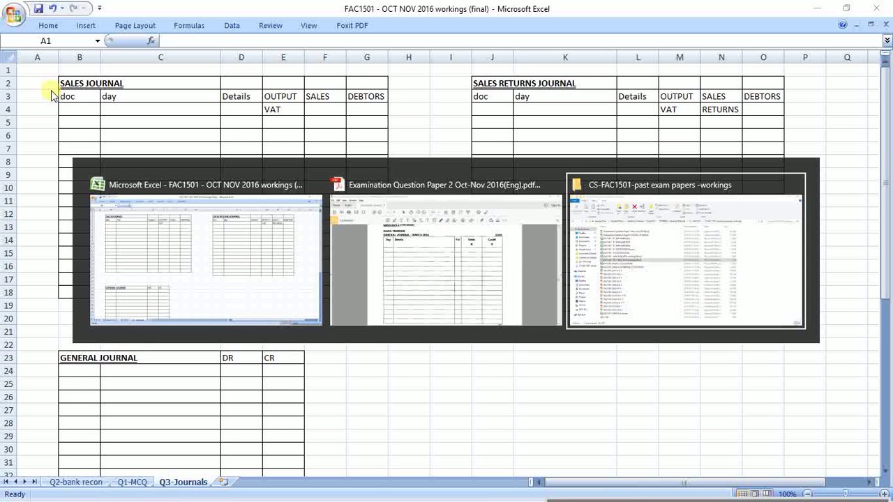FAC1501 Past Paper Oct Nov 2016 Q1 Q3 & Q4