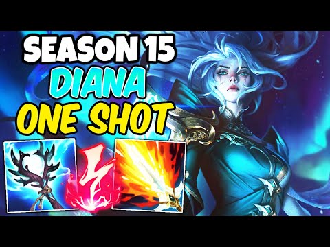 *ONE-SHOT* SEASON 15 DIANA IS BROKEN | New Full AP Diana Mid Build & Runes | League of Legends