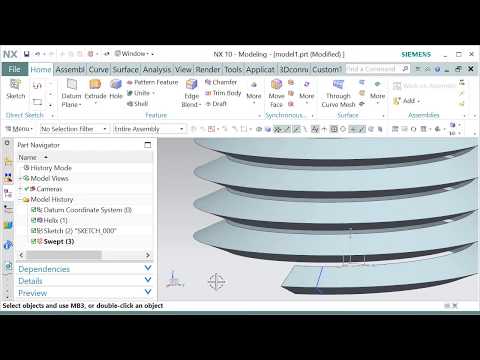 NX CAD Quick Video: How to Swept on a Helical Path