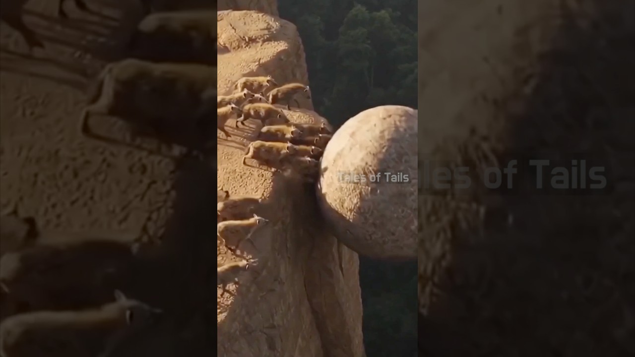 He jumped into a canyon to save a lion cub from hyenas #animals #wildlife #wildanimals