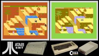 Atari 8-bit vs C64 : CONGO BONGO (Side by side comparison)