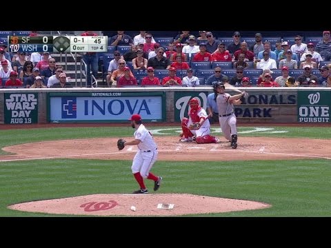 SF@WSH: Posey starts off the 4th with a two-bagger