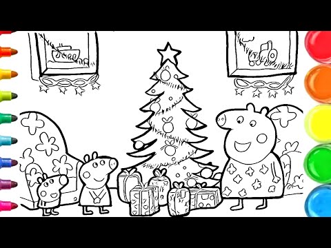 Dessin et coloriage Peppa Pig fête de Noël / draw and color christmas #TT 130