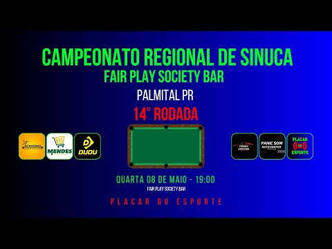 14° RODADA | ABERTÃO REGIONAL DE SINUCA | PALMITAL PR | FAIR PLAY SOCIETY BAR