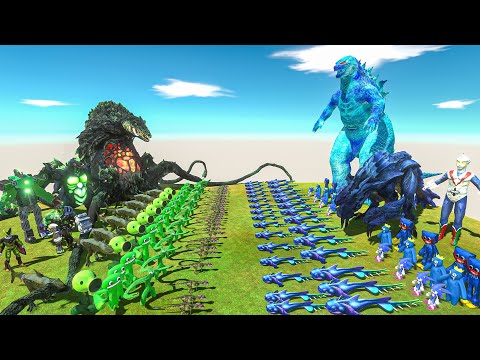 Rainbow Friends + Blue Team + GODZILLA 2014 VS Biollante + Hulk + Green Team + Titan Cameraman