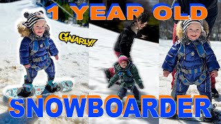 1 YEAR OLD SNOWBOARDING!!!