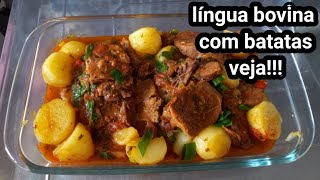 como fazer língua bovina na panela de pressão com batata | uma delícia