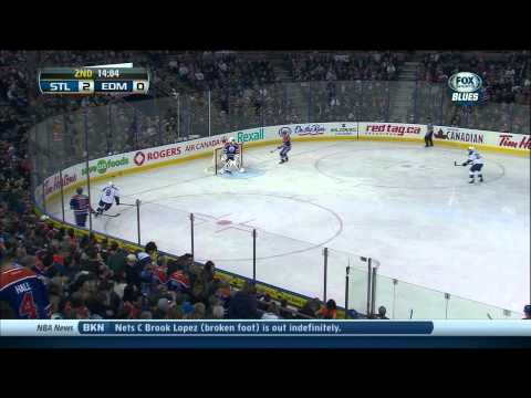 Brenden Morrow tic-tac-toe backhand goal 2-0 St. Louis Blues vs Edmonton Oilers 12/21/13 NHL Hockey.