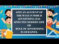 Give An Account Of The Ways In Which Advertising Has Affected Modern Life