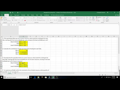 Managerial Accounting - Scarce or Limited Resources Exercise - Severson
