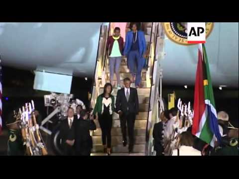US President Barack Obama arrives in South Africa Video