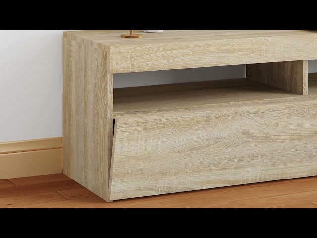 Video Teaser für 804376 vidaXL TV Cabinet with LED Lights Sonoma Oak 120x35x40 cm