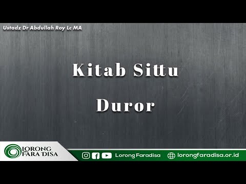 Ustadz Dr Abdullah Roy Lc  MA - Kitab Sittu Duror