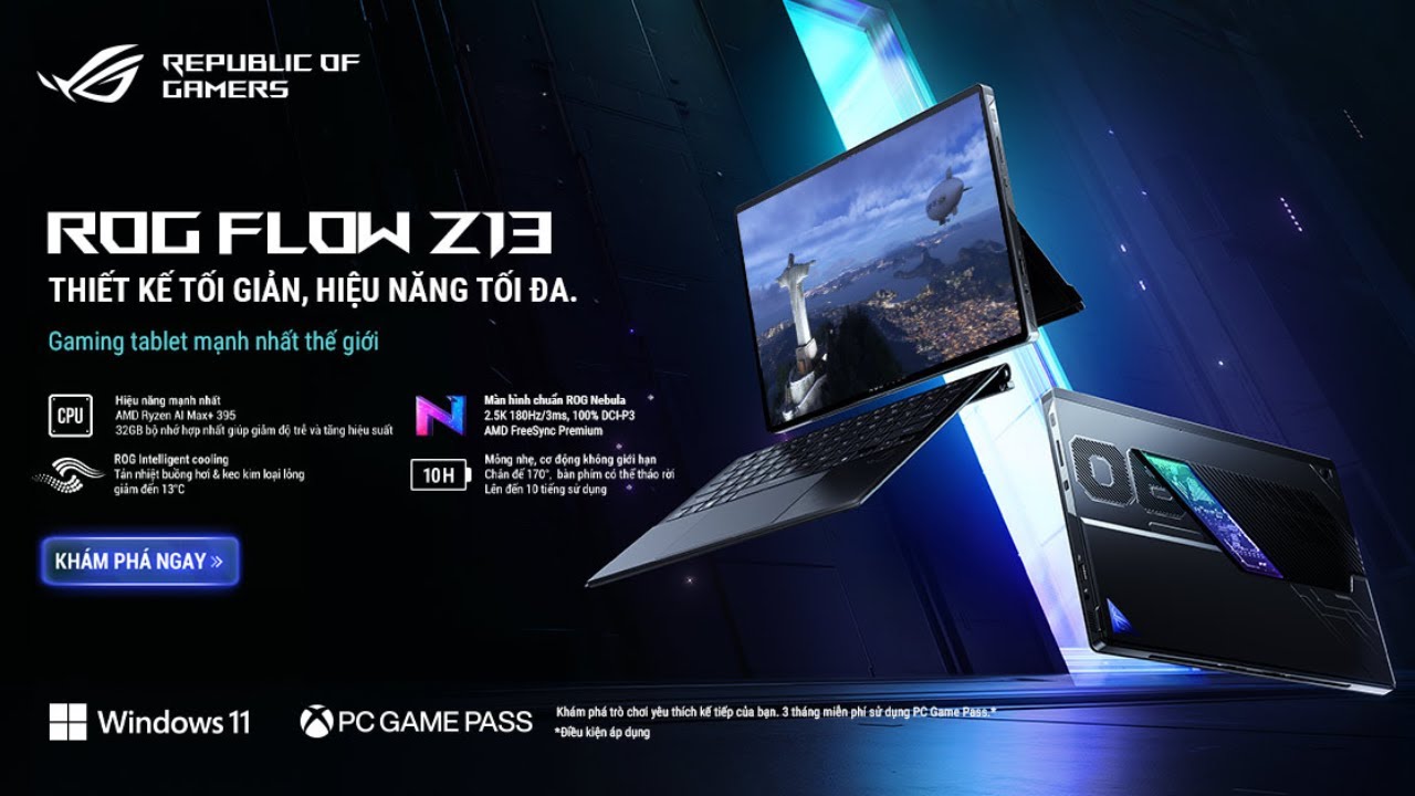 ROG Flow Z13 (2025) GZ302 - Laptop gaming tablet mạnh nhất thế giới
