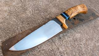 Fabricación de cuchillo artesanal a partir de un elástico de camioneta