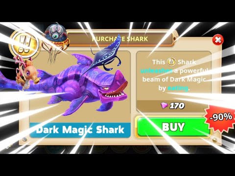 GET DARK MAGIC SHARK 90% OFF ONLY 170 GEMS - Hungry Shark World
