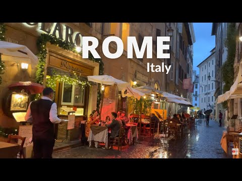 Rome, Italy 🇮🇹 - Evening Walk - 2021 - 4K-HDR Walking Tour  - From TREVI Fountain to Pantheon