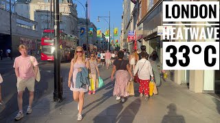 England, London City Summer Streets Heatwave Walk in London | Central London View at 33°C [4K HDR]