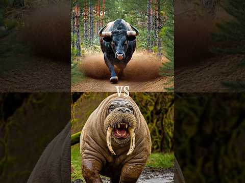 Black bull vs wild animals (leopard, bear, ram, fox, hyena) #blackbull #blackcow #wildanimals