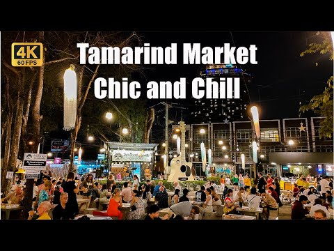 [4K🇹🇭] Hua Hin Tailândia | Caminhada no Mercado Noturno | Mercado de Tamarindo Chic and Chill | Fevereiro de 2023 // 60fps