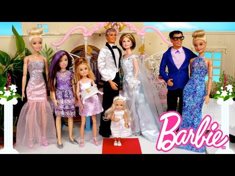Barbie Doll Family Airplane Travel Routine & Ken Wedding