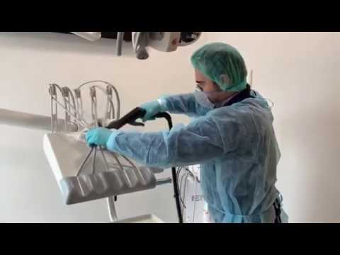 Flächendesinfektion in Zahnarztpraxis mit Trockendampf