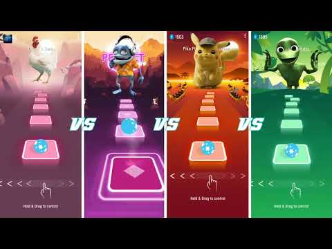 Chicken Song Vs Crazy Frog Vs Pikachu Vs Alien Dance | Tiles Hop RDM RUSH