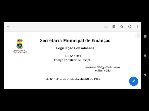 iss-bh - Lei 1.310 de 1966 - Código Tributário Municipal de Belo Horizonte -LEI SECA- Projeto Iss-BH