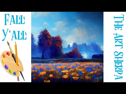 How to paint Autumn Landscape Wildflowers 🍂🍁 acrylics for beginners: A step-by-step tutorial