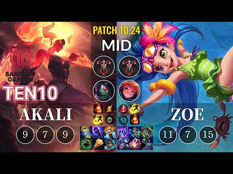 SB Ten10 Akali vs Zoe Mid - KR Patch 10.24