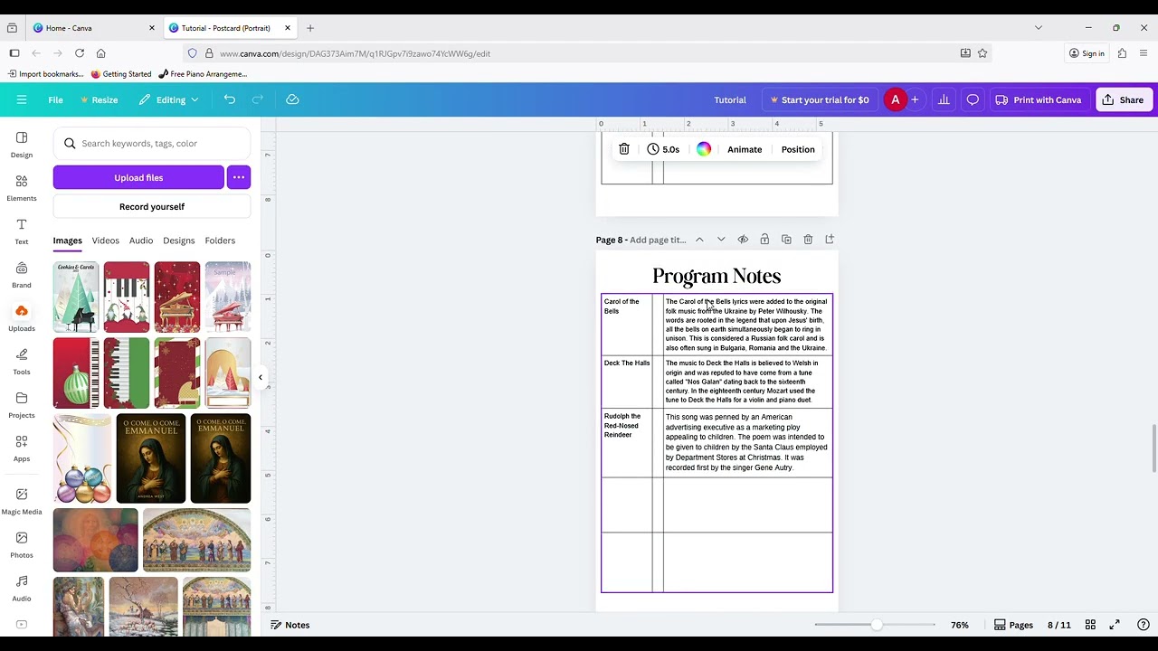 Canva Tutorial for Recital Program Cover