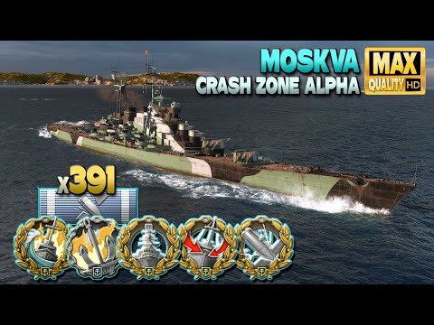 Cruiser Moskva: Damage dealer on map Crash Zone Alpha - World of Warships