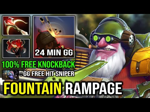 CRAZY Fountain Rampage Sniper 100% Free Hit Knockback | EZ 24Min GG vs Nonstop Gankers Dota 2